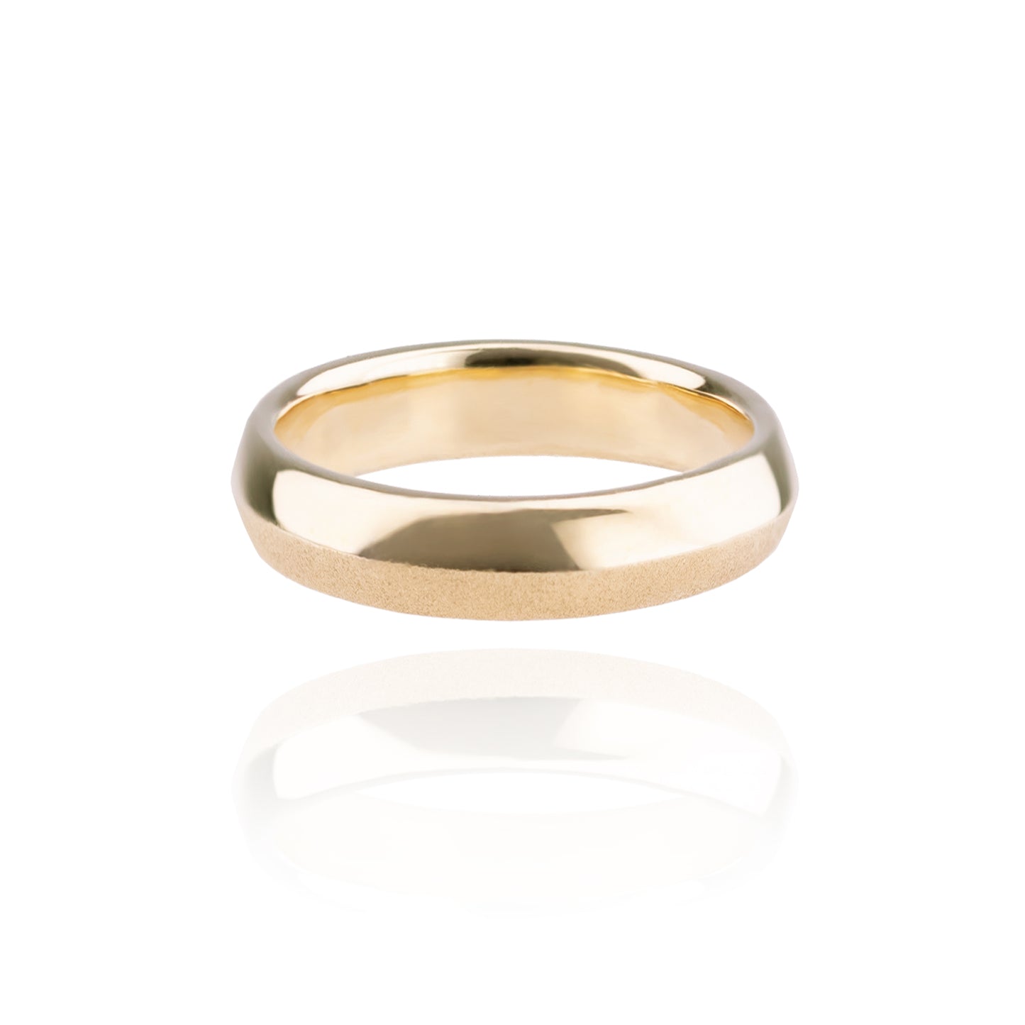Orme-Brown Contemporary Jewellery Knife edge 5mm Dune Band Wedding Ring 18ct Yellow Gold Recycled Fairmined Eco Sustainable Ethical
