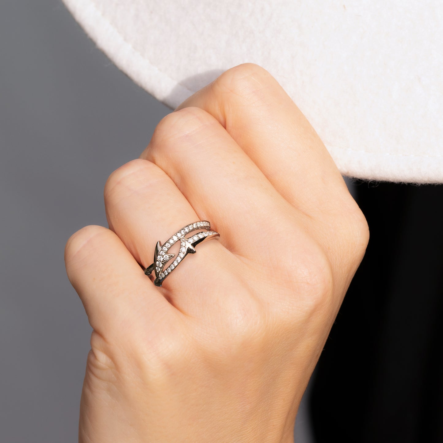 Orme-Brown Contemporary Fine Jewellery Ethical Engagement or eternity ring in sustainable recycled 18ct white gold with grain set round brilliant Australian diamonds