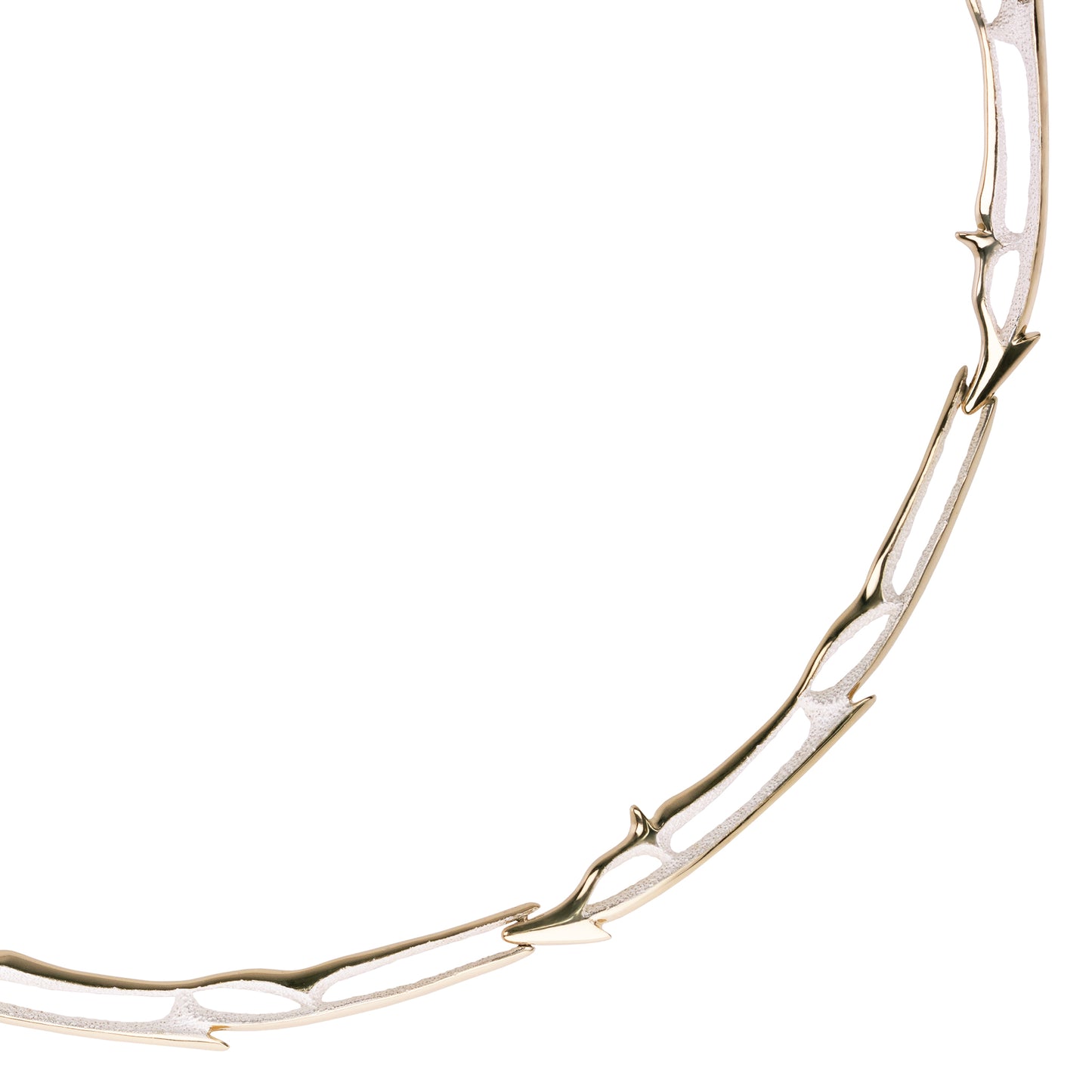 Orme-Brown Contemporary Fine Jewellery Ethical Luxury Arrow link necklace in sustainable recycled silver and gold
