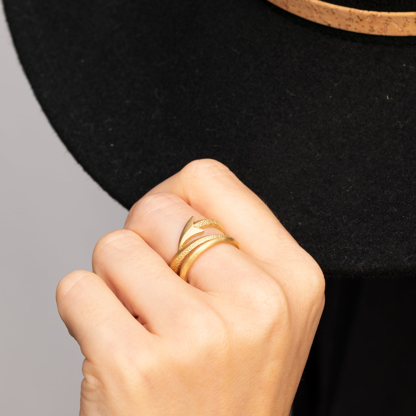 Orme-Brown Contemporary Fine Jewellery The Way Wide Band Alternative wedding ring Statement Ethical Sustainable Luxury Recycled Gold Textured