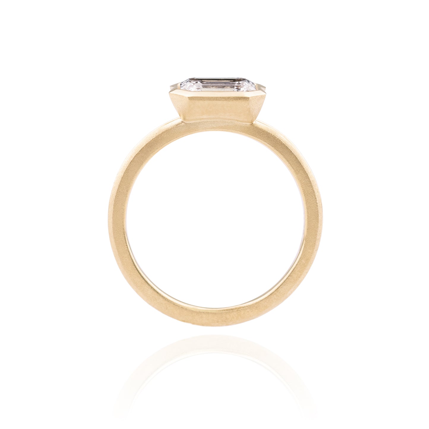 Orme-Brown Contemporary Fine Jewellery Double Dune Engagement Ring Emerald Cut Diamond 18ct Gold Recycled Fairmined Ethical Sustainable