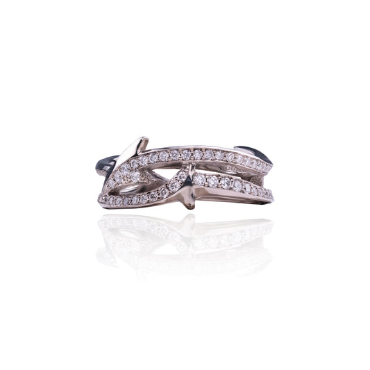 Orme-Brown Contemporary Fine Jewellery Ethical Engagement or eternity ring in sustainable recycled 18ct white gold with grain set round brilliant Australian diamonds