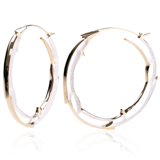 Orme-Brown Contemporary Fine Jewellery The Way Ethical Sunrise Large Statement Hoop Earrings in Sustainable recycled silver with yellow gold plating