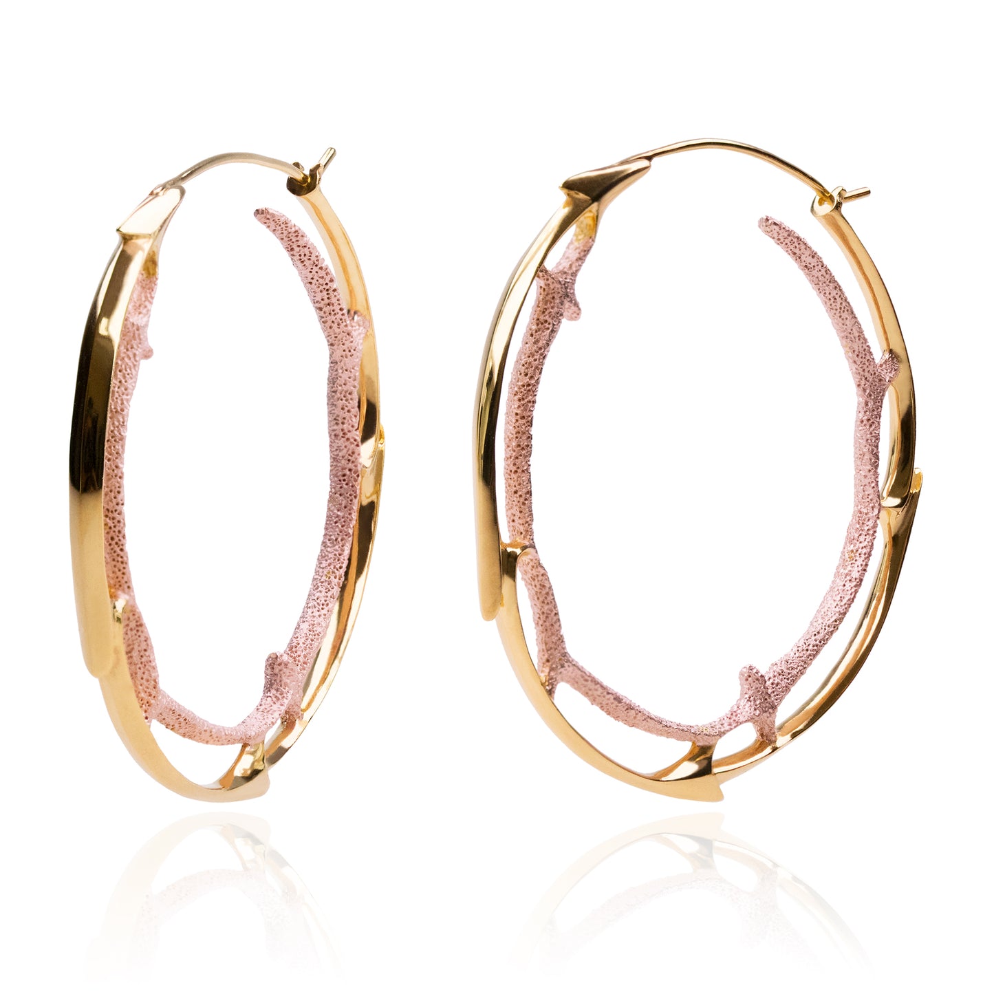 Orme-Brown Contemporary Fine Jewellery The Way Ethical Sunset Large Statement Hoop Earrings in Sustainable recycled silver with yellow gold plating