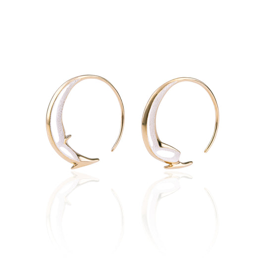 The Way Asymmetrical Spiral Hoops in Sunrise Silver