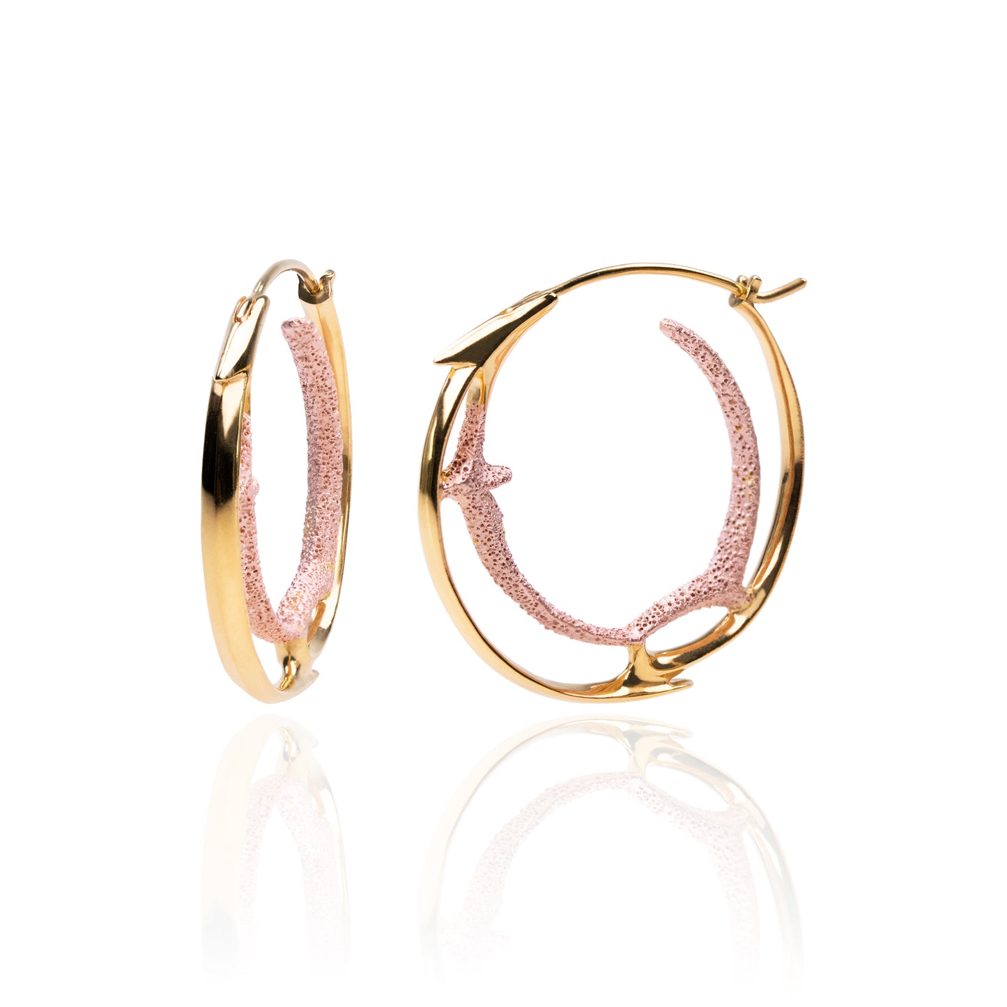 Orme-Brown Contemporary Fine Jewellery ethical medium everyday Sunset hoop earrings in sustainable recycled silver with gold plating