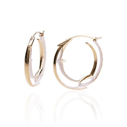 Orme-Brown Contemporary Fine Jewellery ethical medium everyday Sunrise hoop earrings in sustainable recycled silver with gold plating