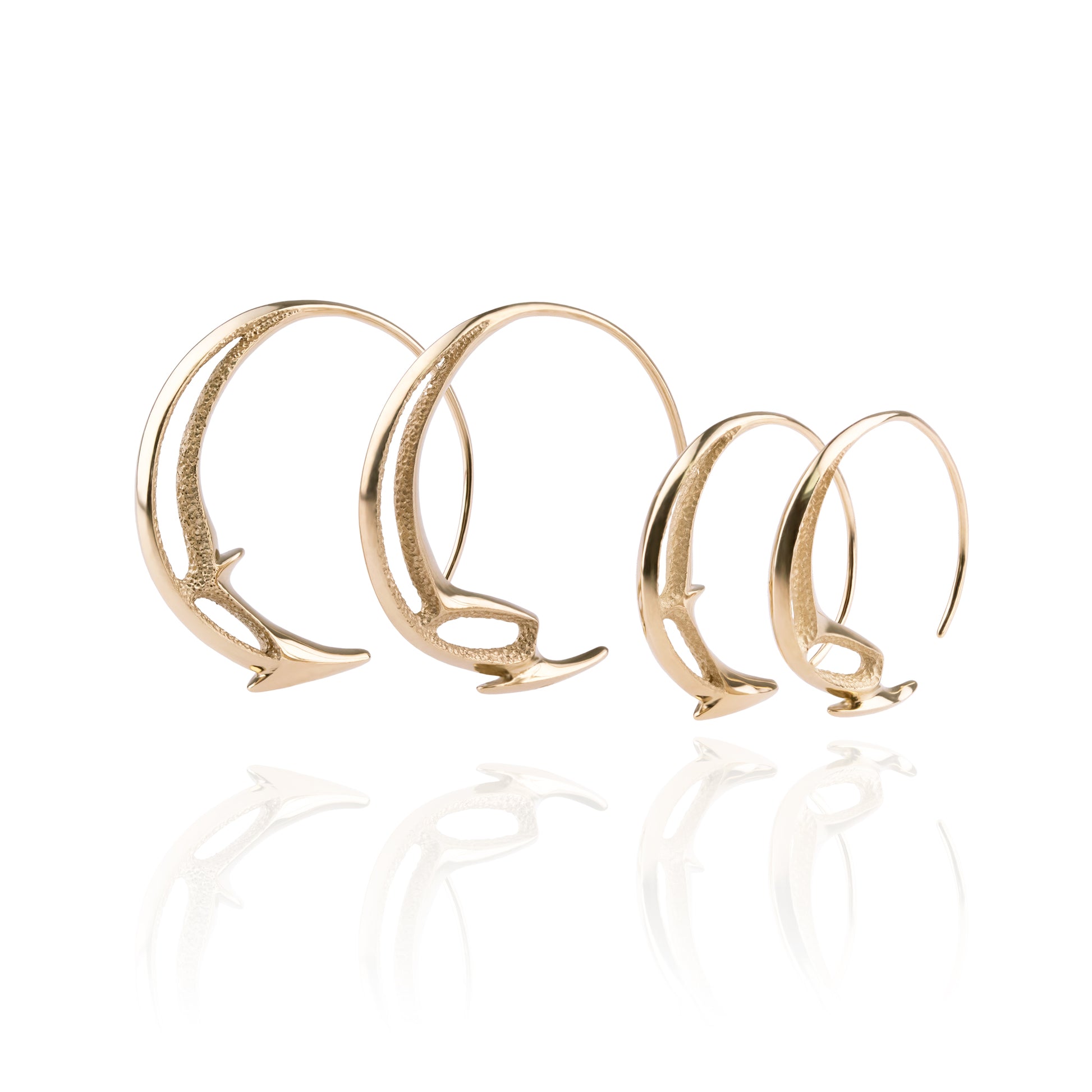 Orme-Brown Contemporary Fine Jewellery Spiral Hoop Earrings Recycled Fairmined Gold Ethical Sustainable Small Medium Everyday