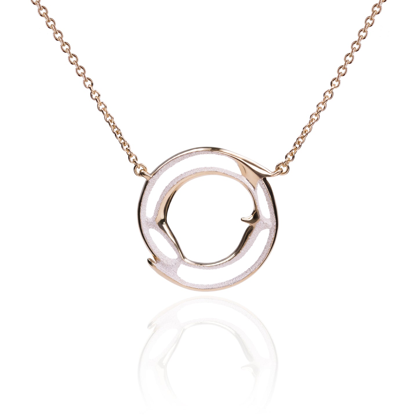 Orme-Brown Contemporary Fine Jewellery ethical medium halo pendant necklace in sustainable recycled silver and gold 