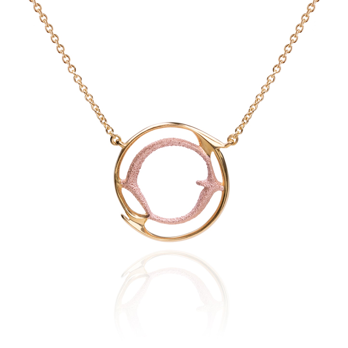 Orme-Brown Contemporary Fine Jewellery ethical medium halo pendant necklace in sustainable recycled silver and gold 