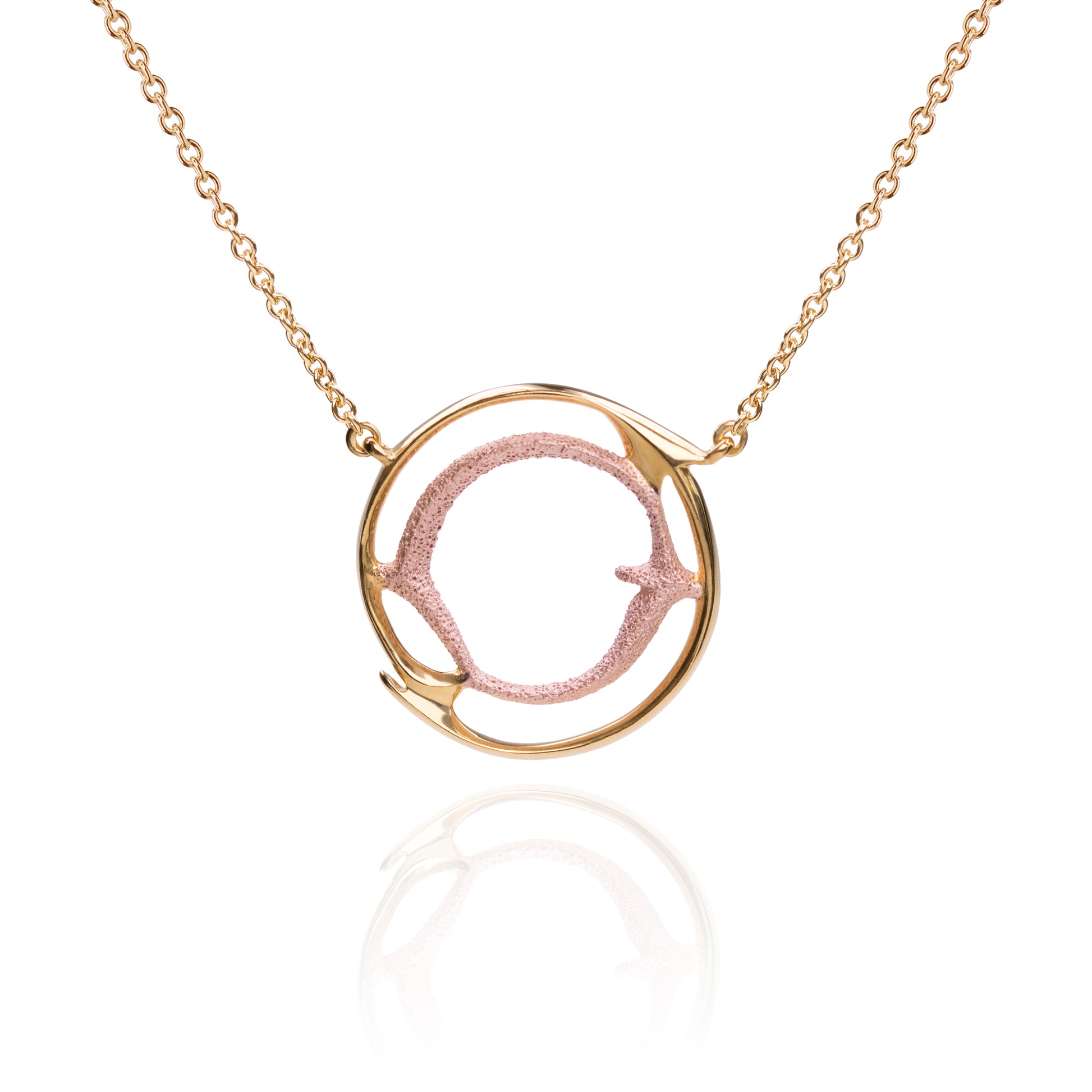 Orme-Brown Contemporary Fine Jewellery ethical medium halo pendant necklace in sustainable recycled silver and gold 
