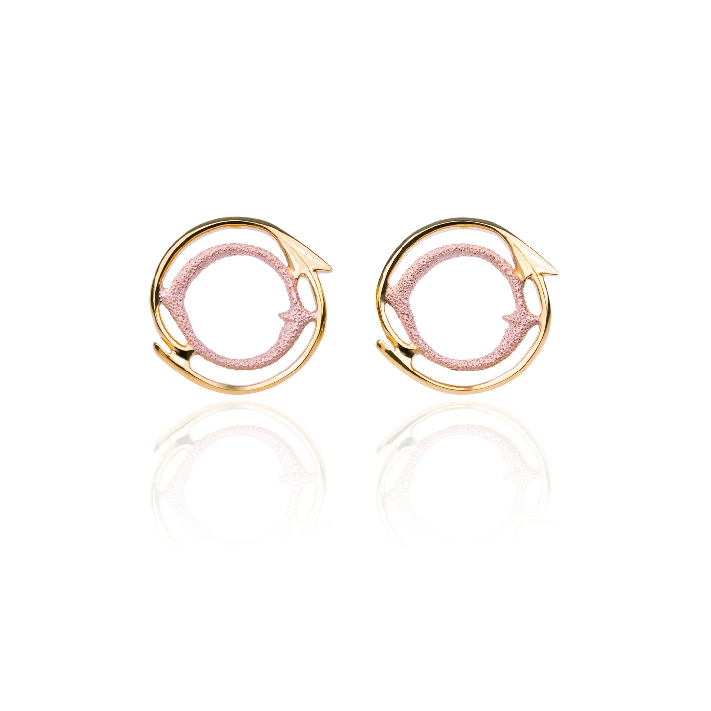 Orme-Brown Contemporary Fine Jewellery ethical Sunset Small halo stud earrings in sustainable recycled silver with gold plating
