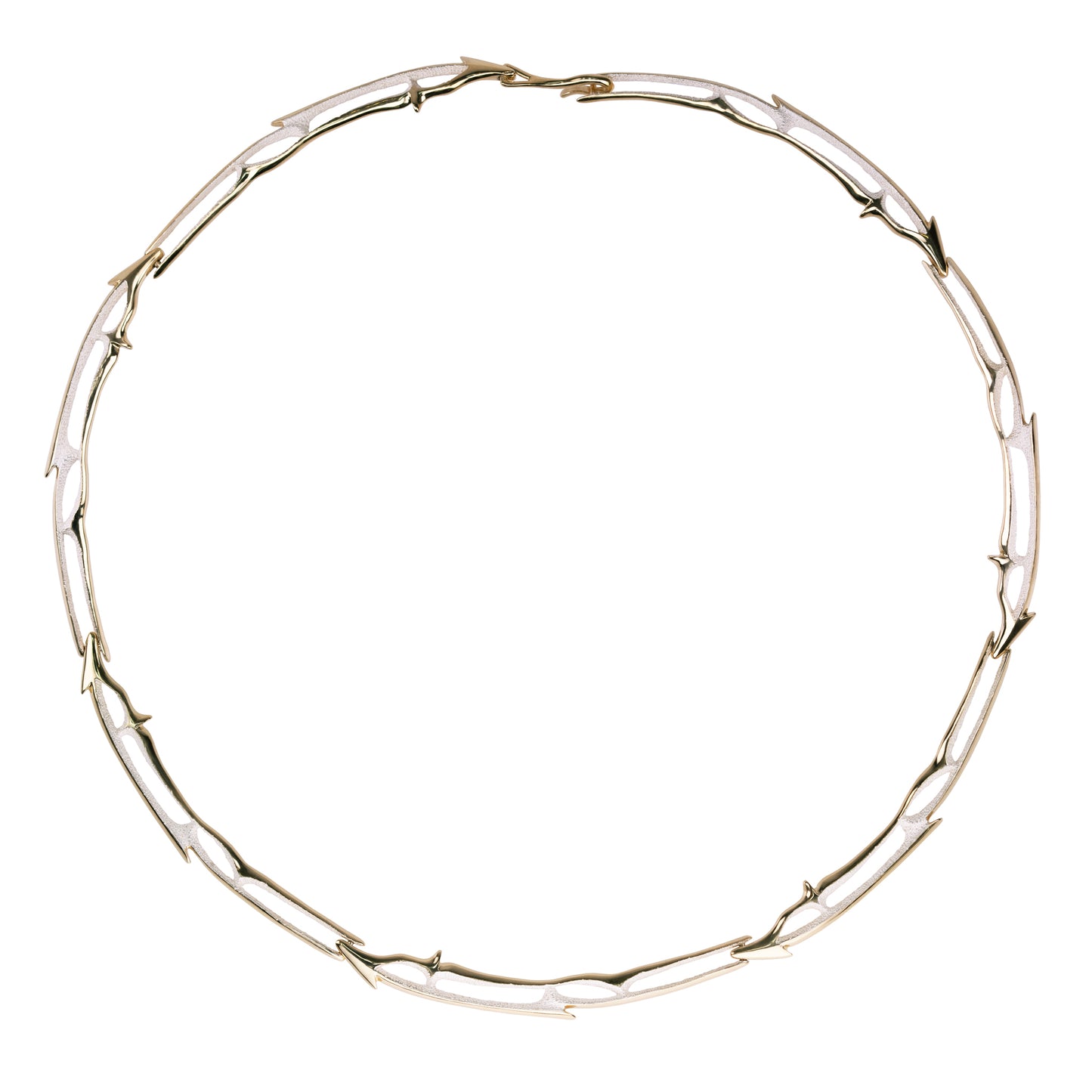 Orme-Brown Contemporary Fine Jewellery Ethical Luxury Arrow link necklace in sustainable recycled silver and gold